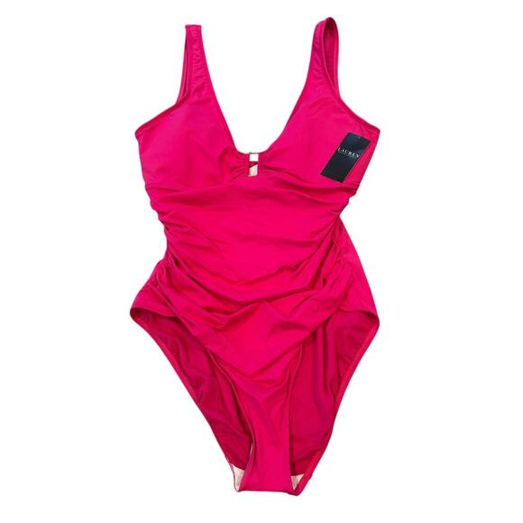 Lauren by Ralph Lauren Ring Swimsuit One Piece Orchid Pink Size 16 NWT - Picture 13 of 13